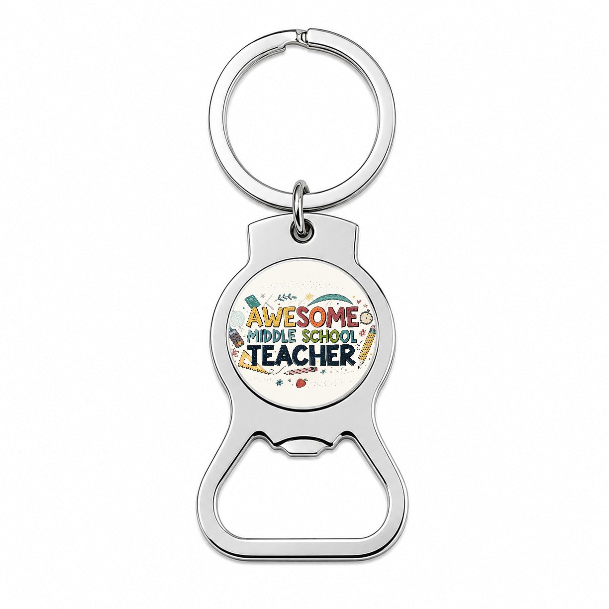 Awesome Middle School Teacher Inspirational Bottle Opener Keychain