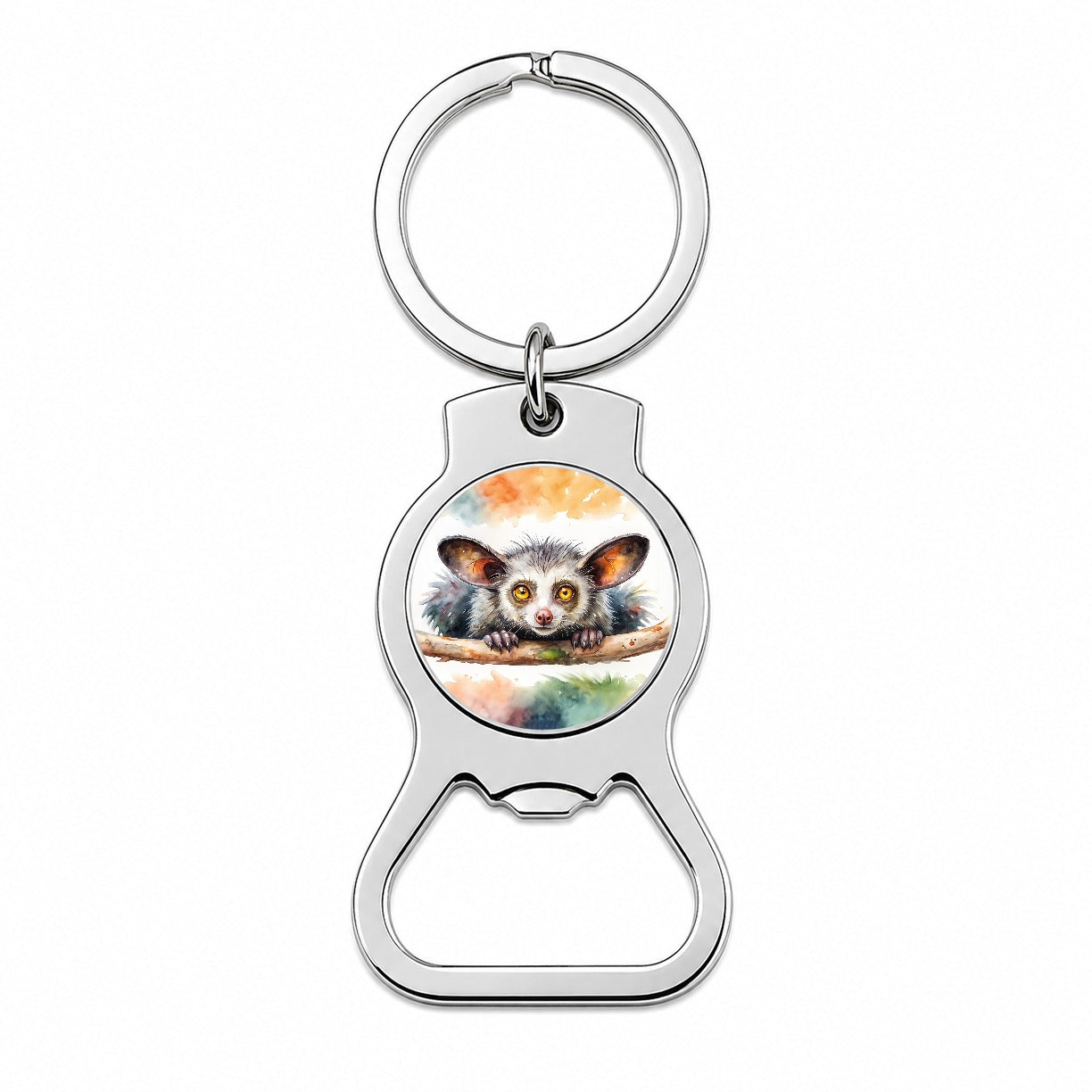 Aye Aye Long Fingered Lemur Watercolor Bottle Opener Keychain