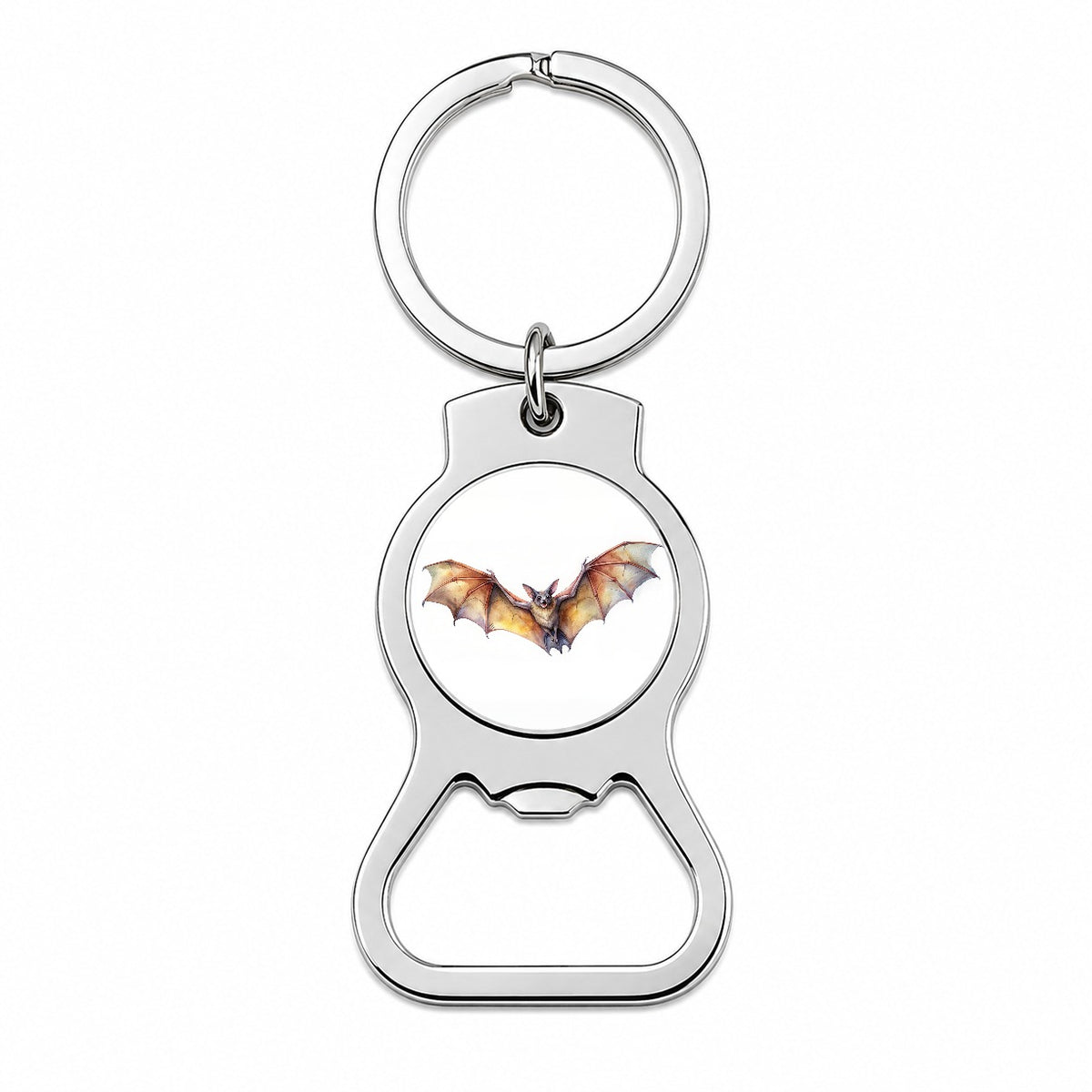 Bat Flying Watercolor Bottle Opener Keychain