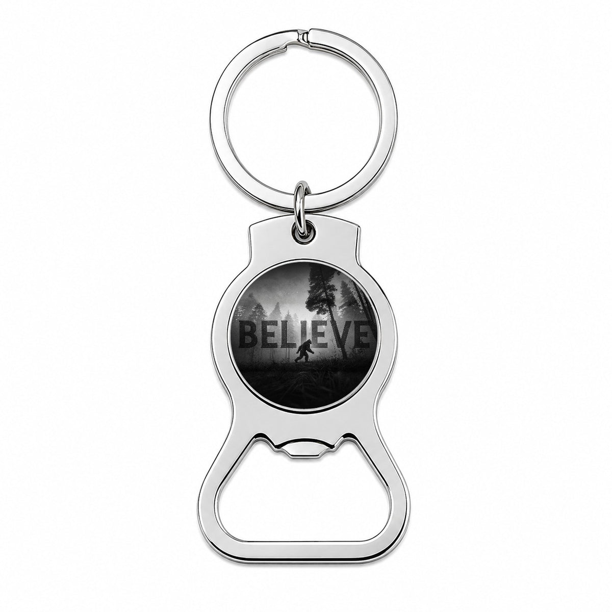 Believe Bigfoot Fantasy Creatures Bottle Opener Keychain