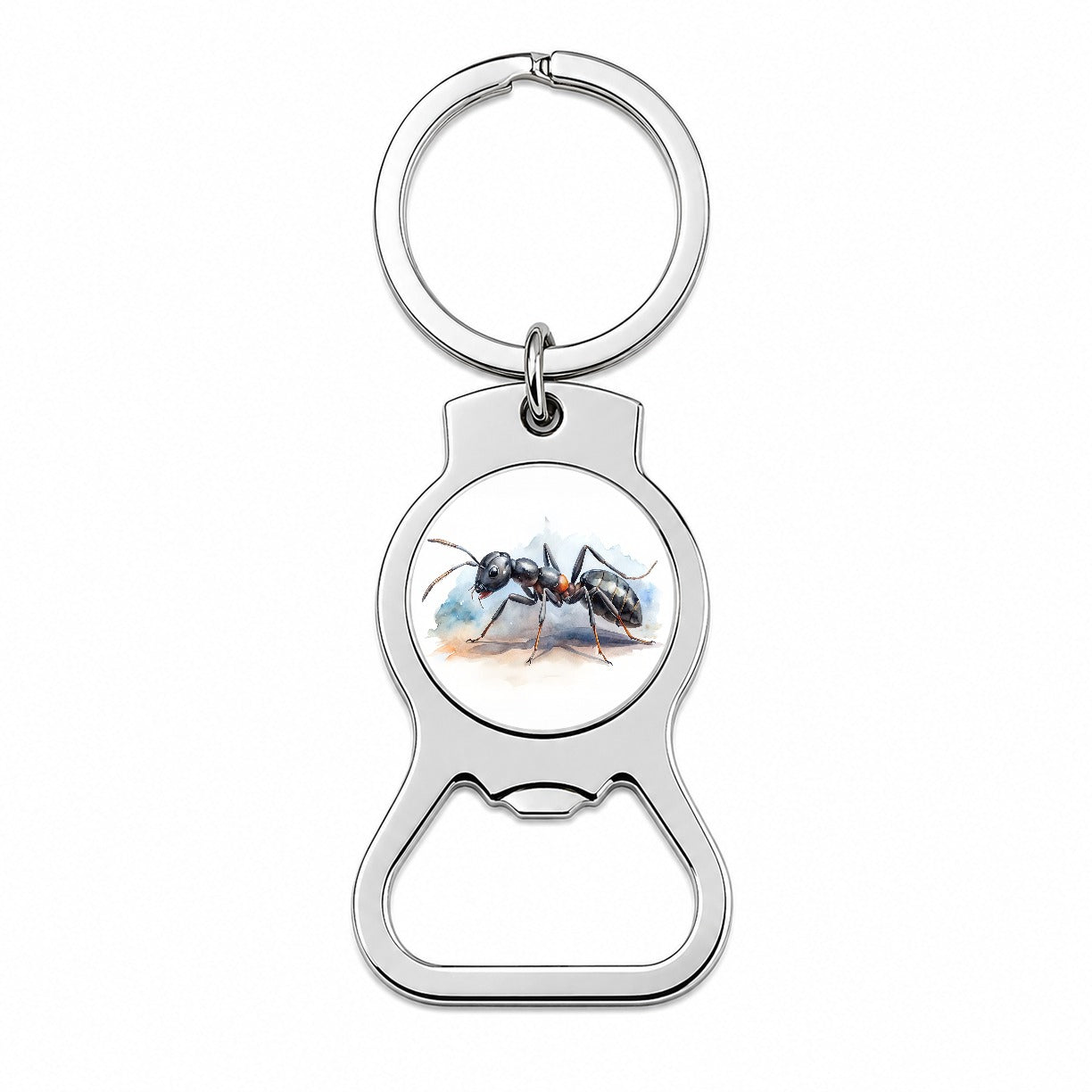 Black Carpenter Ant Watercolor Bottle Opener Keychain