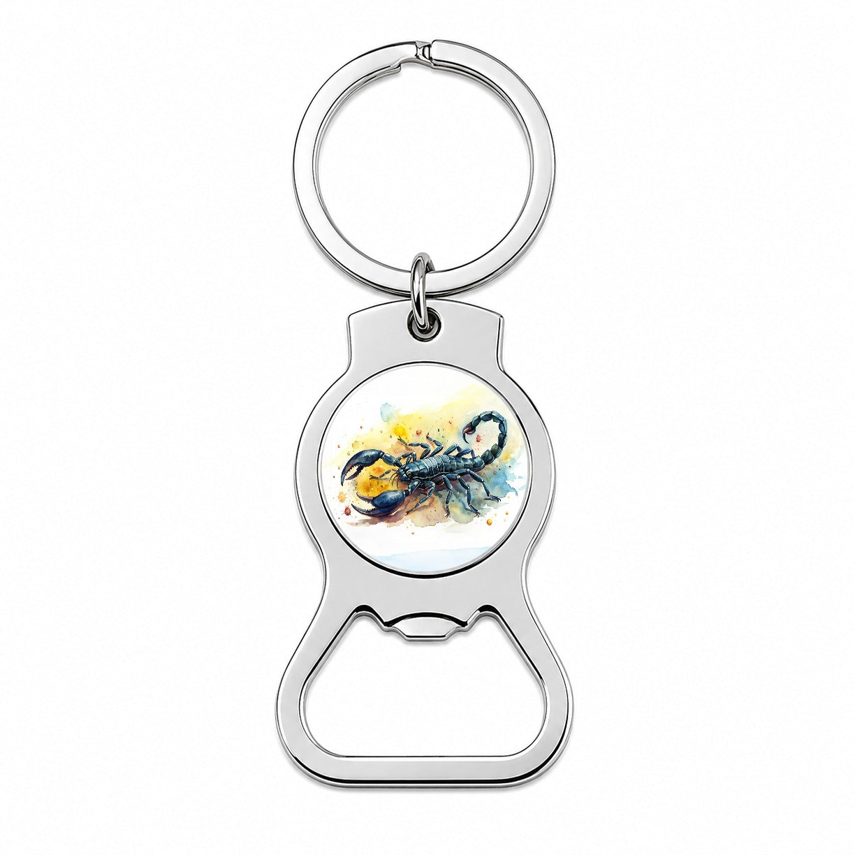 Black Scorpion Watercolor Bottle Opener Keychain