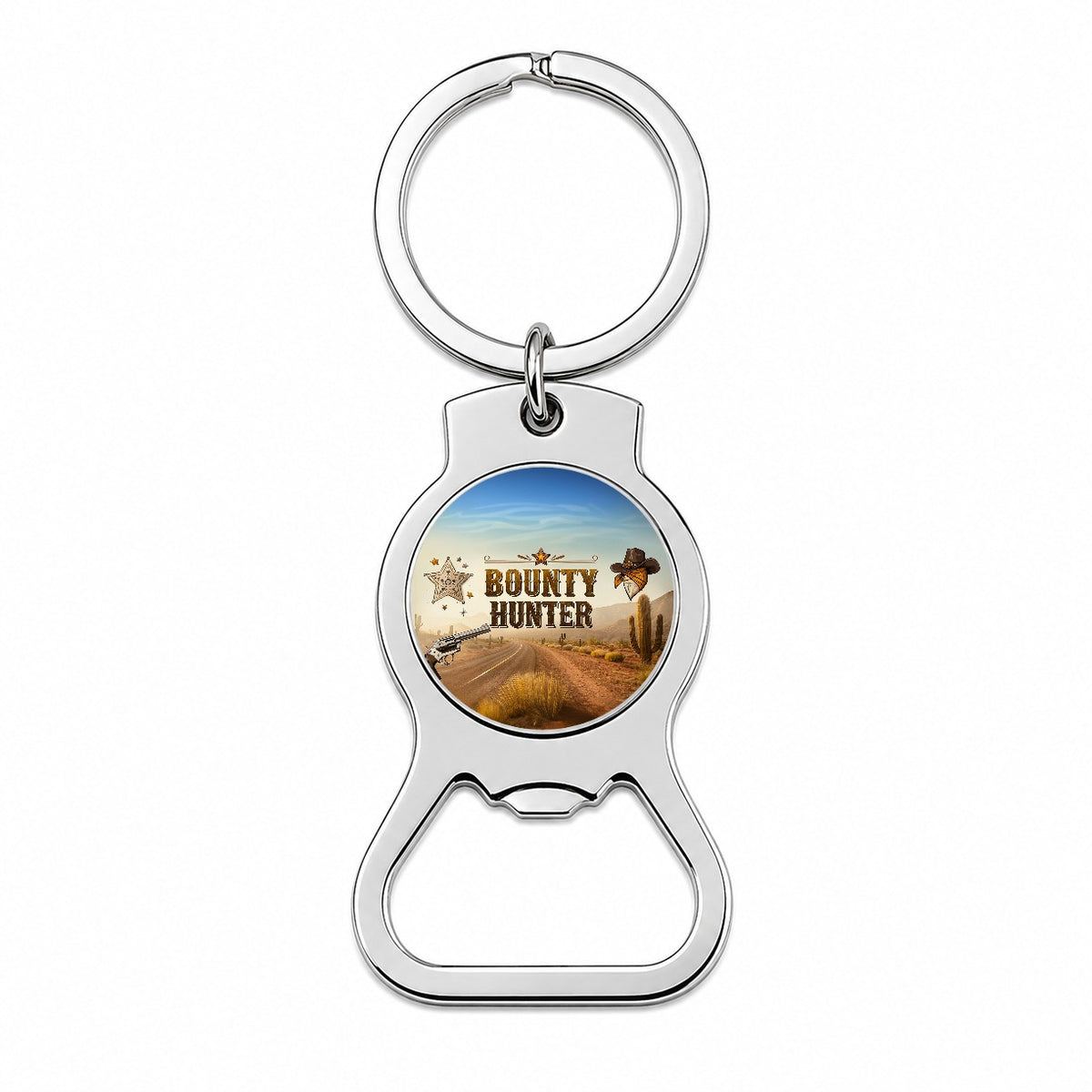 Bounty Hunter Western Cowboy Bottle Opener Keychain
