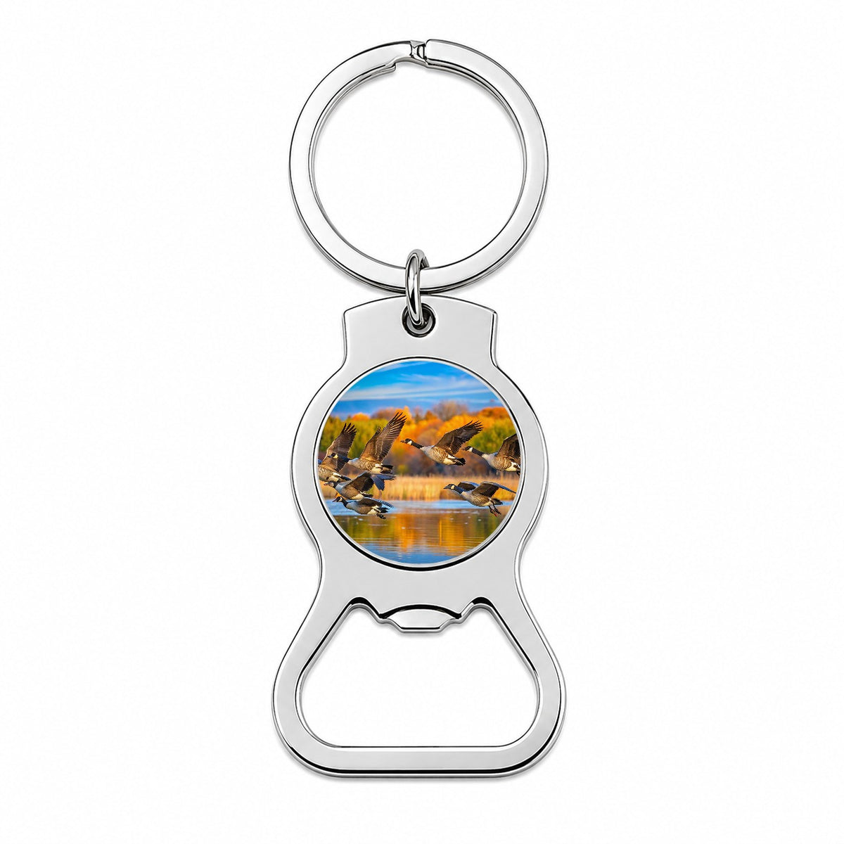 Canada Canadian Geese In Flight Bottle Opener Keychain