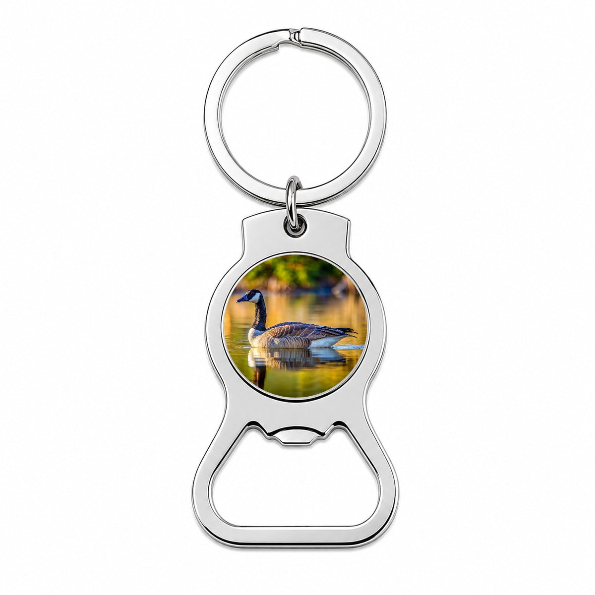 Canada Canadian Goose on Lake Bottle Opener Keychain