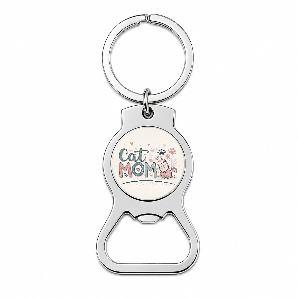 Cat Mom Cute Bottle Opener Keychain