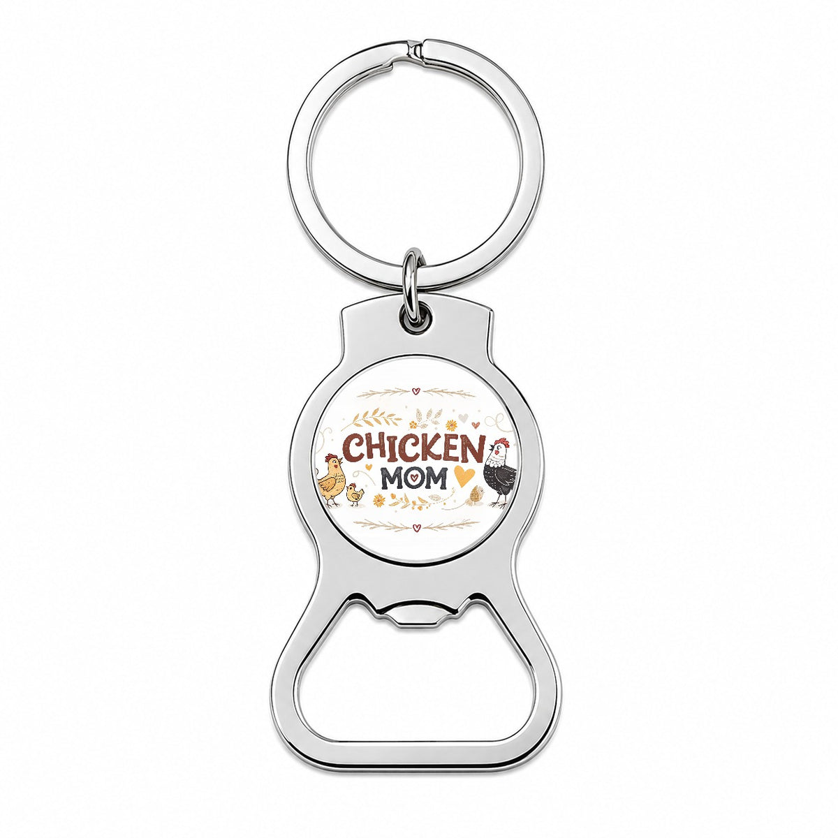 Chicken Mom Cute Funny Bottle Opener Keychain