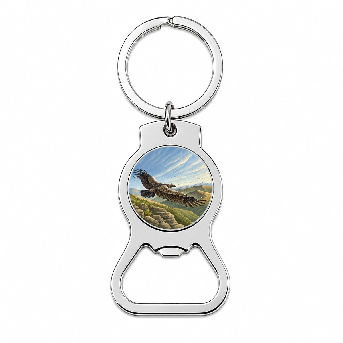 Condor in Flight Illustration Bottle Opener Keychain