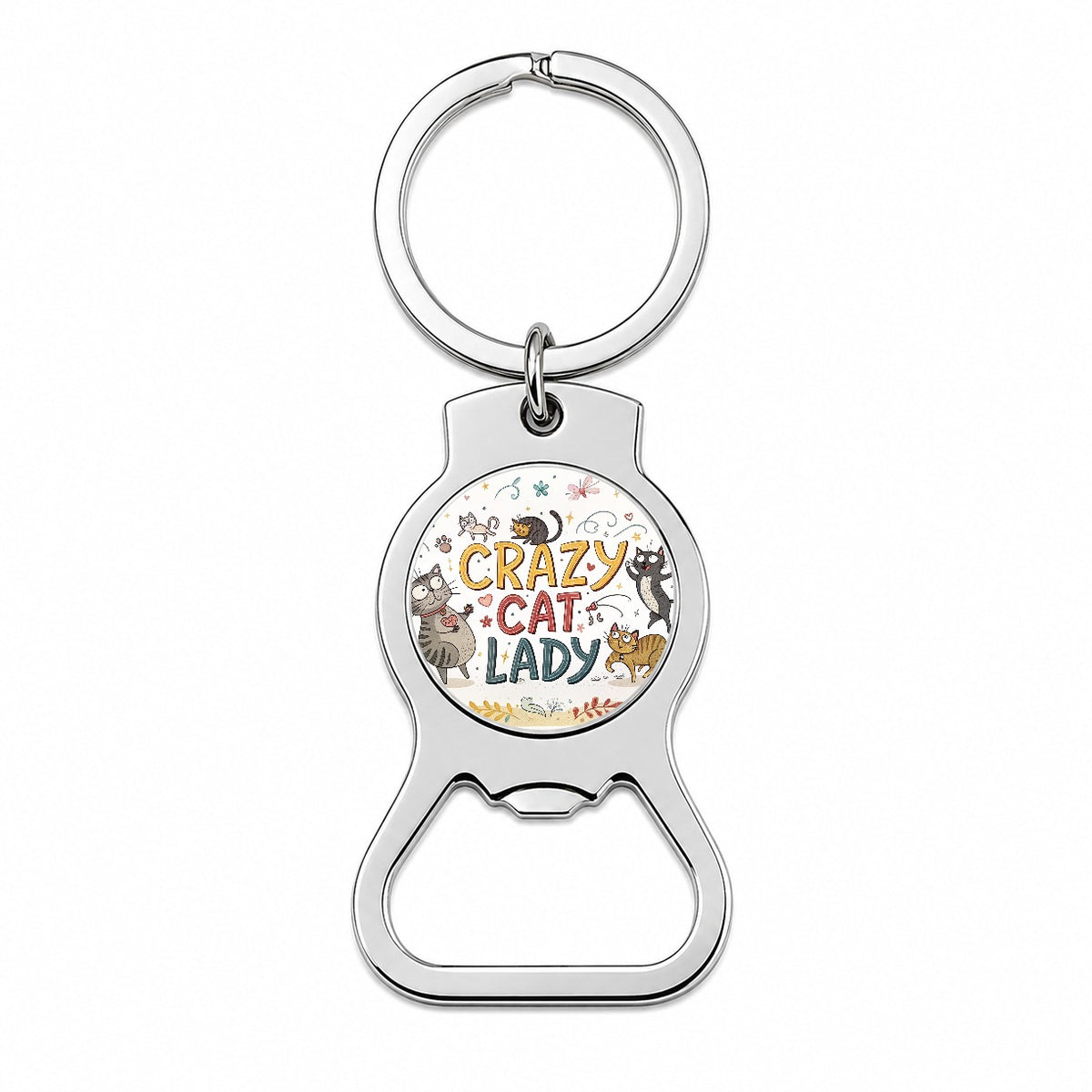 Crazy Cat Lady Funny Humorous Bottle Opener Keychain