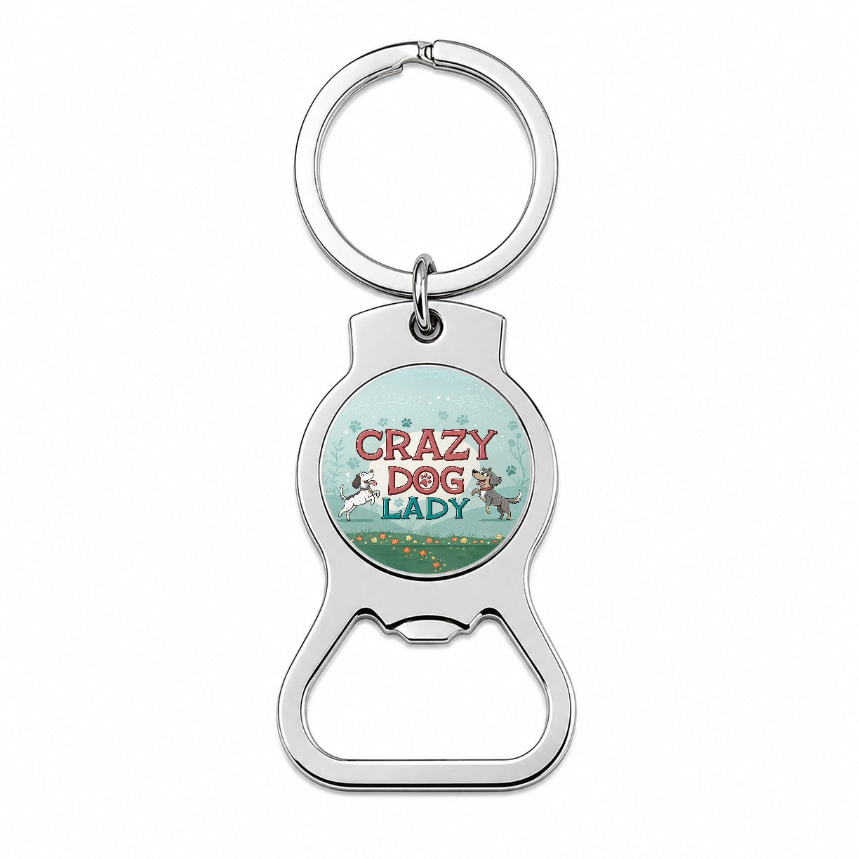 Crazy Dog Lady Funny Cartoon Bottle Opener Keychain