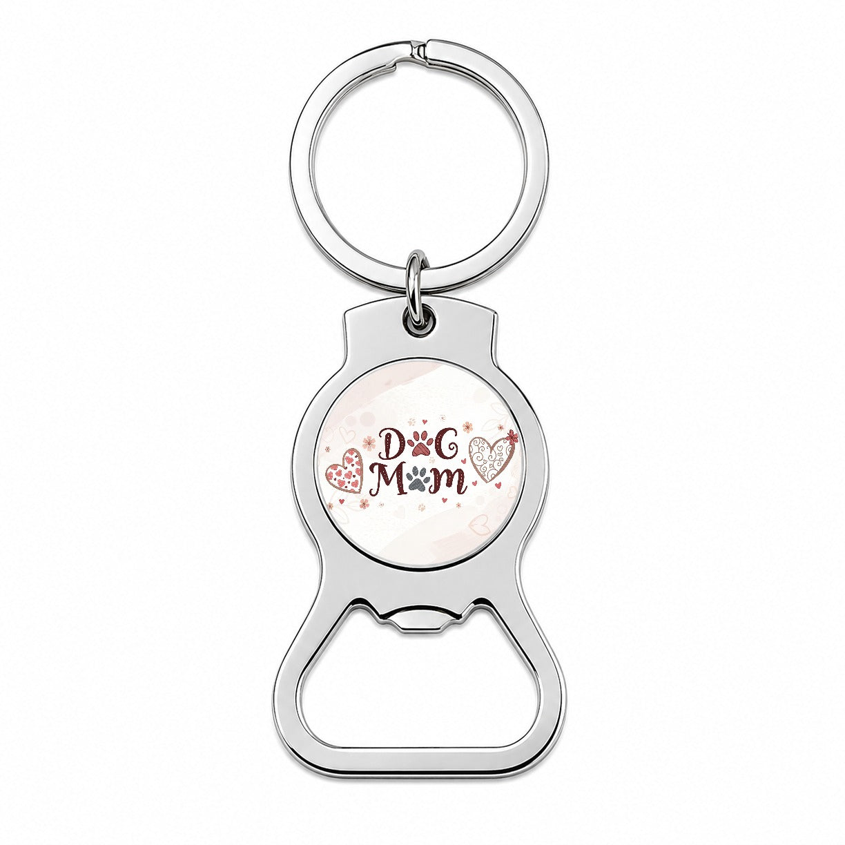 Dog Mom Cute Hearts Bottle Opener Keychain