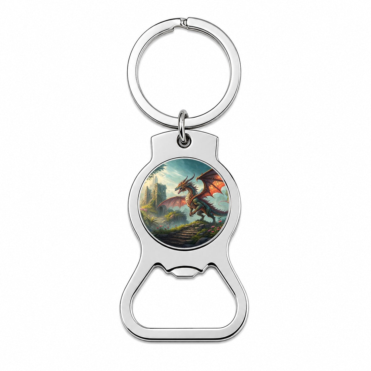 Fantasy Dragon Retro Pulp Magazine Illustration Bottle Opener Keychain