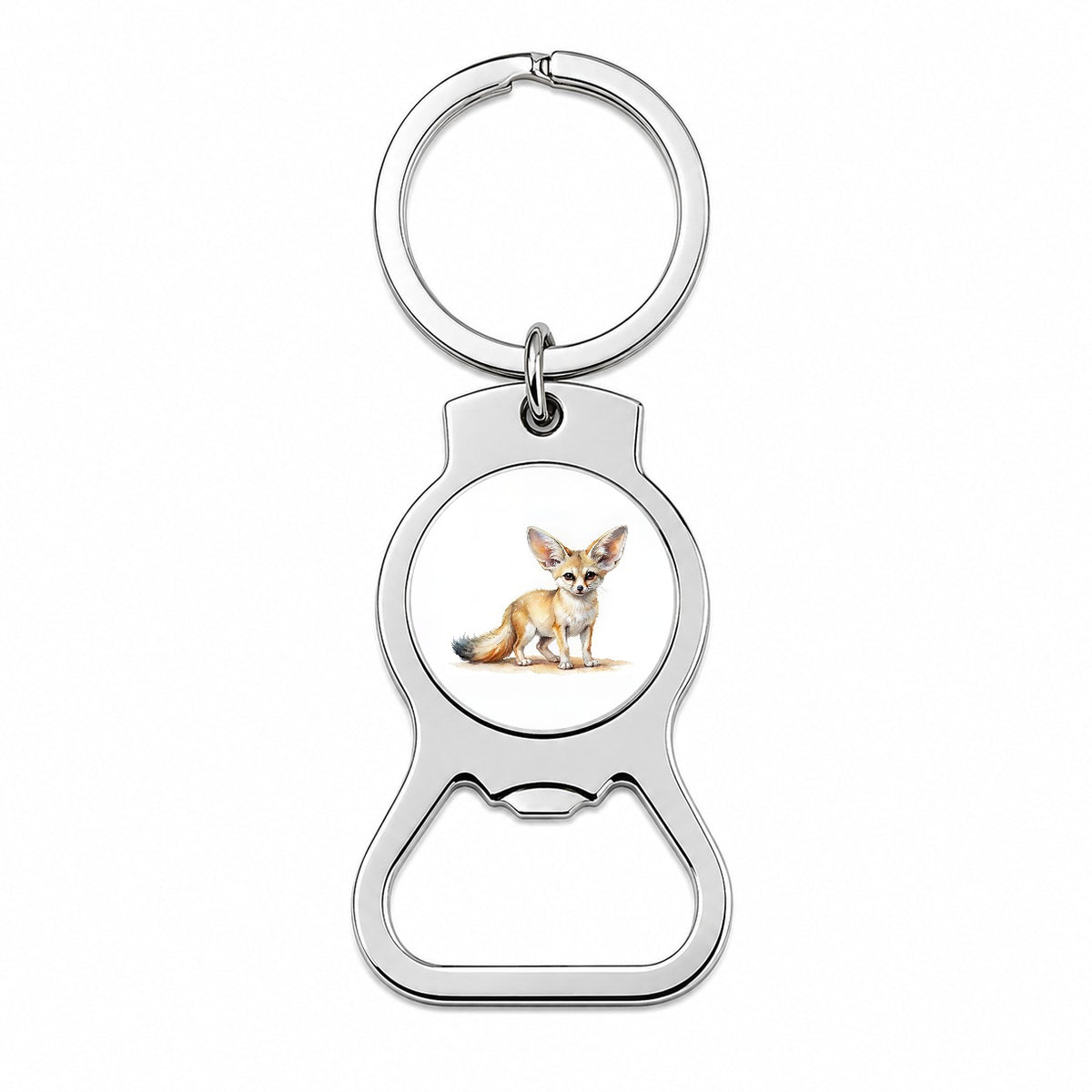 Fennec Fox Watercolor Bottle Opener Keychain