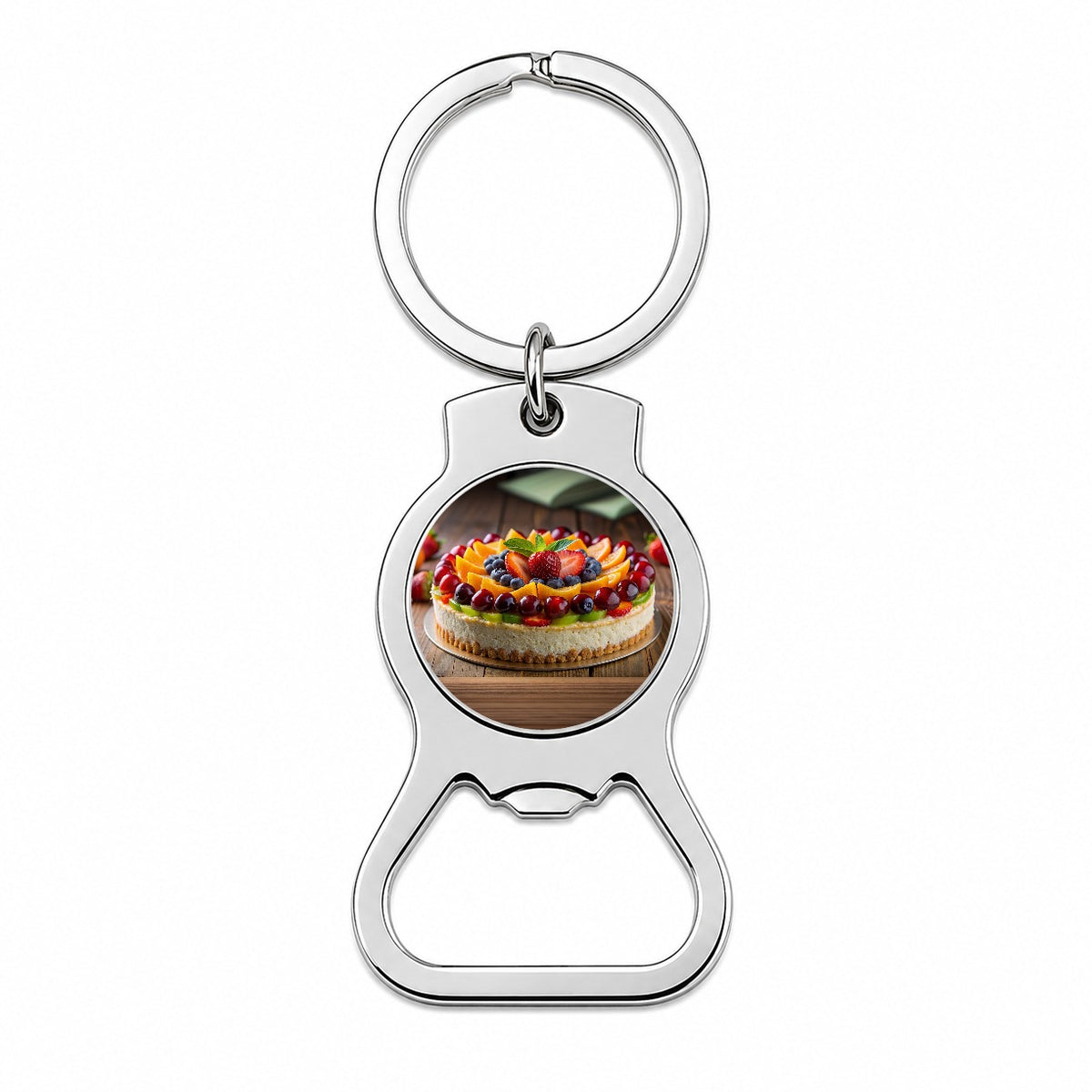 Fruitcake Fruit Cake Dessert Photo Bottle Opener Keychain