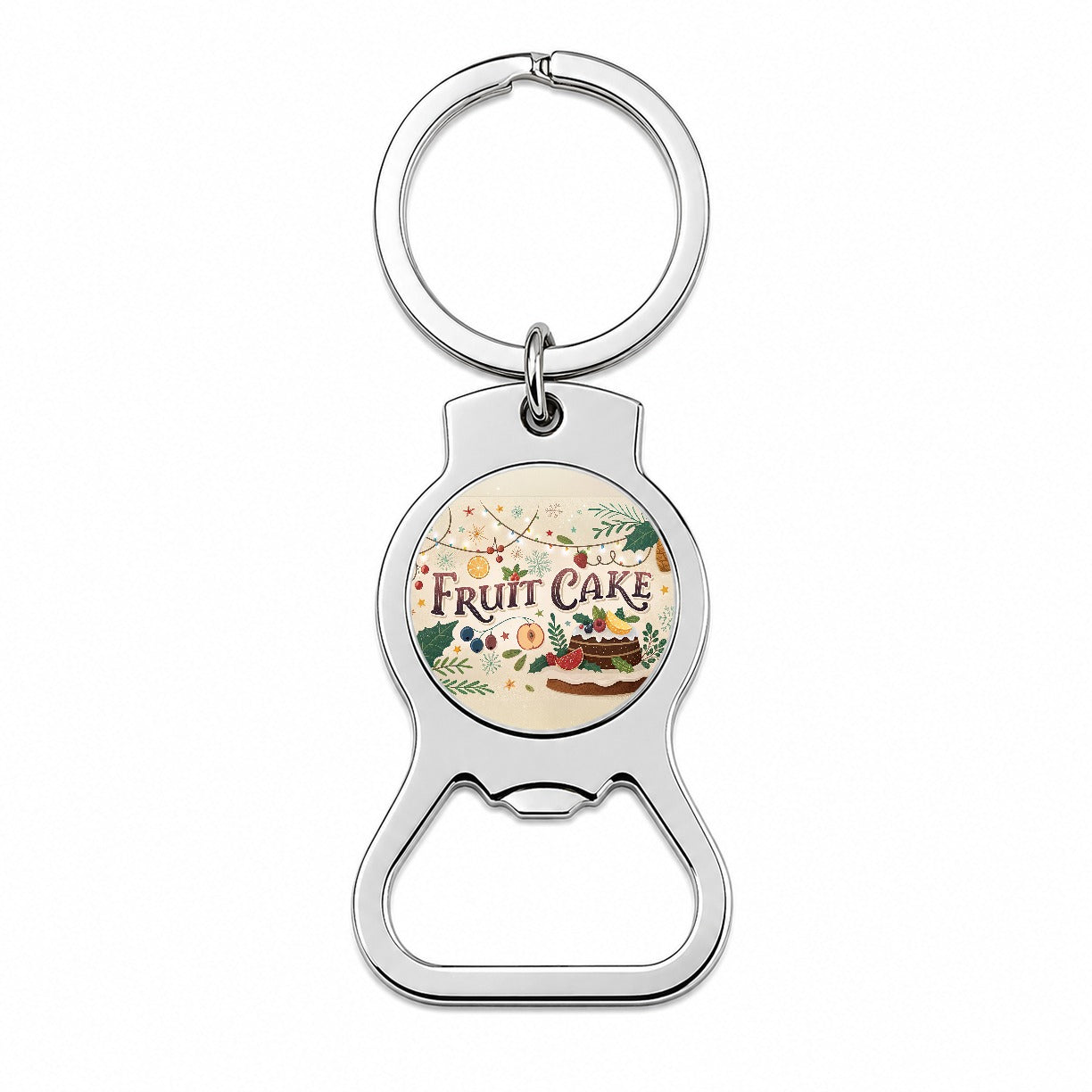 Fruitcake Holiday Fruit Cake Bottle Opener Keychain