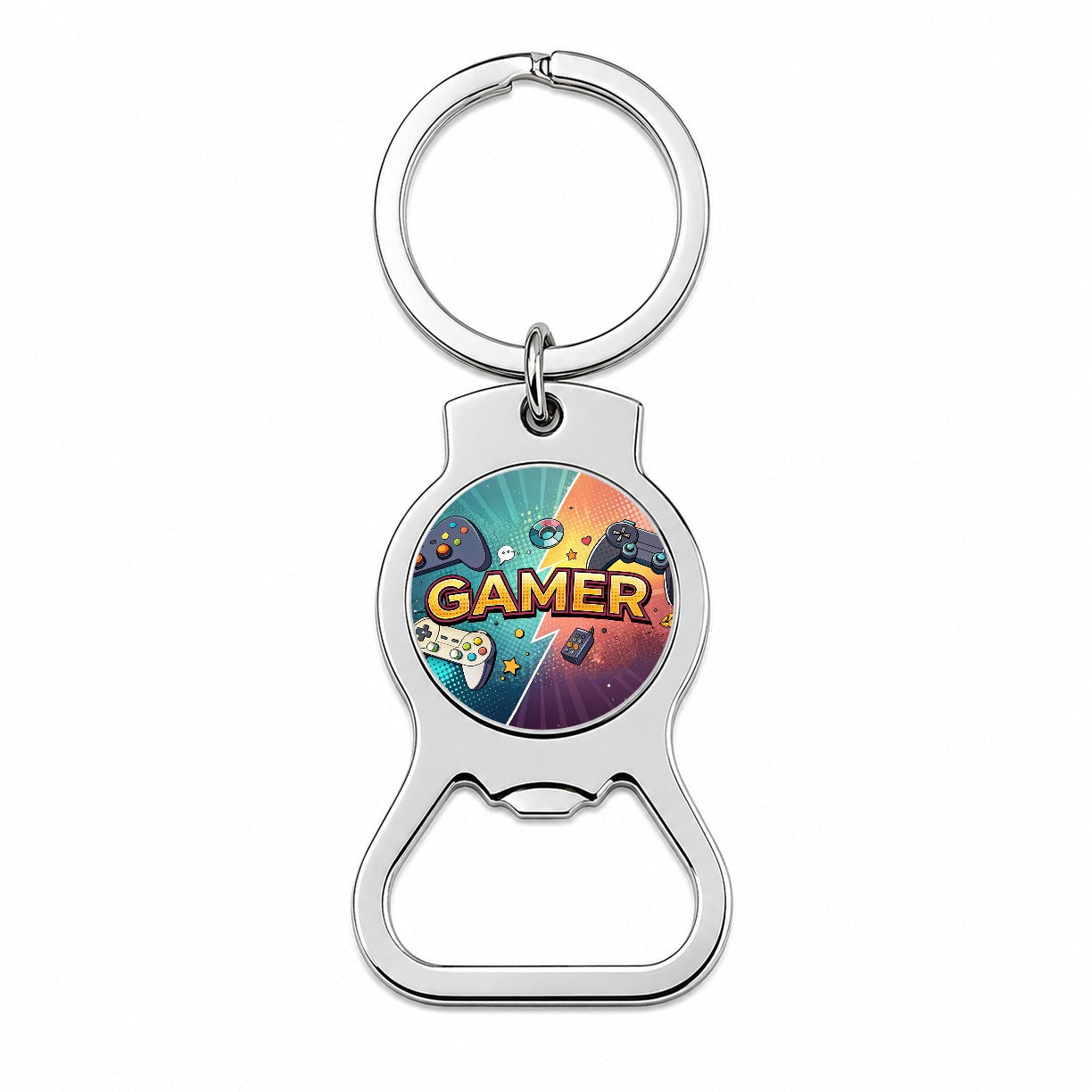 Gamer Retro Gaming Controllers Illustration Bottle Opener Keychain