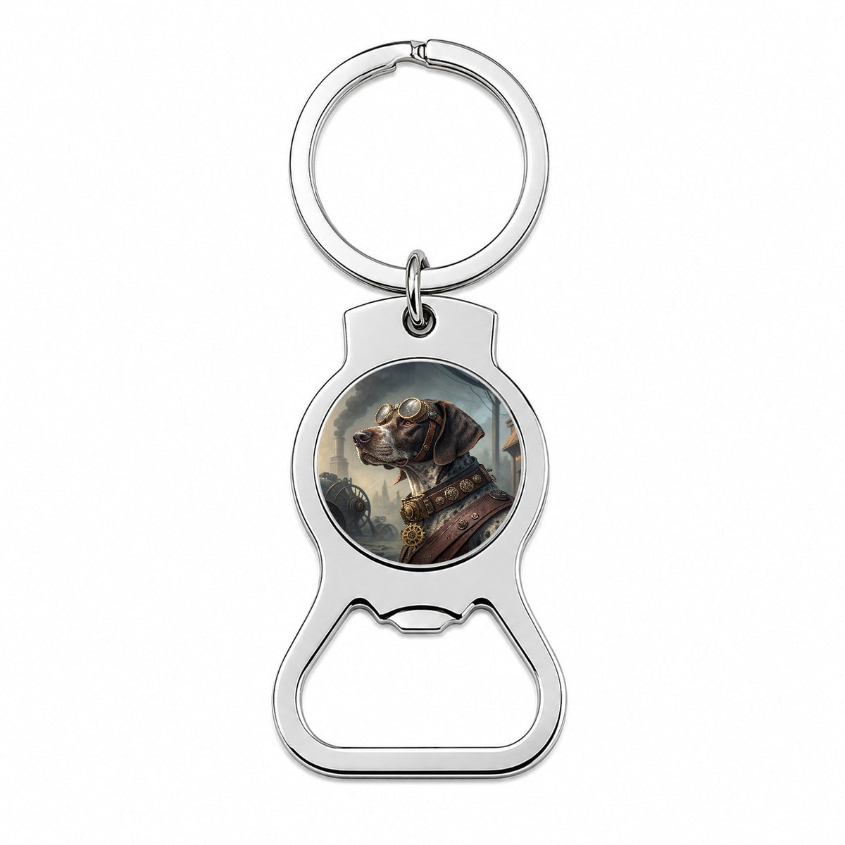German Shorthaired Pointer Dog Steampunk Bottle Opener Keychain
