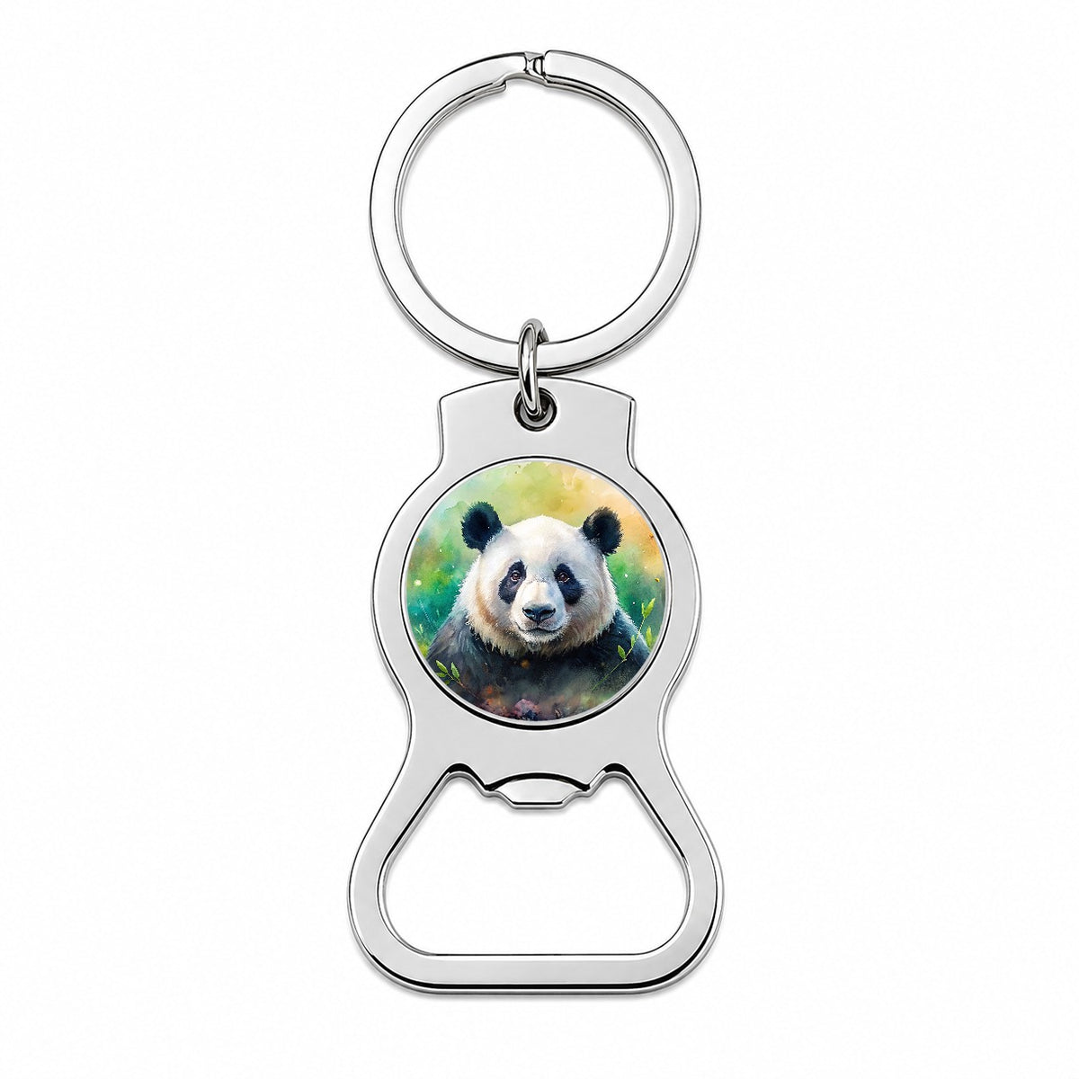 Giant Panda Bear Watercolor Bottle Opener Keychain