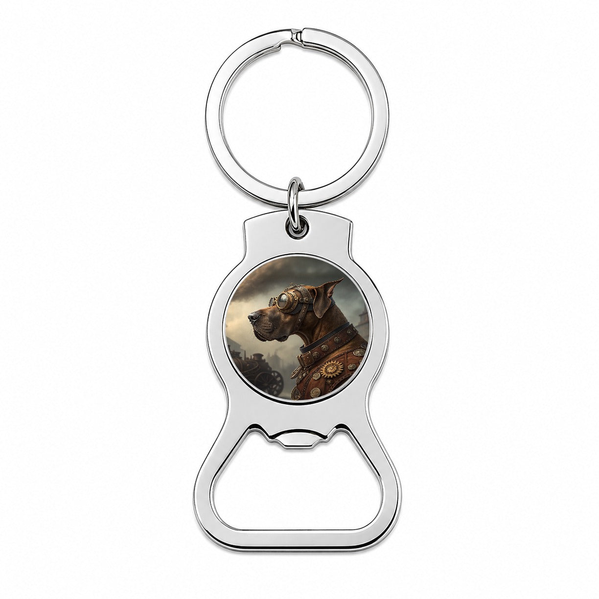 Great Dane Dog Steampunk Bottle Opener Keychain