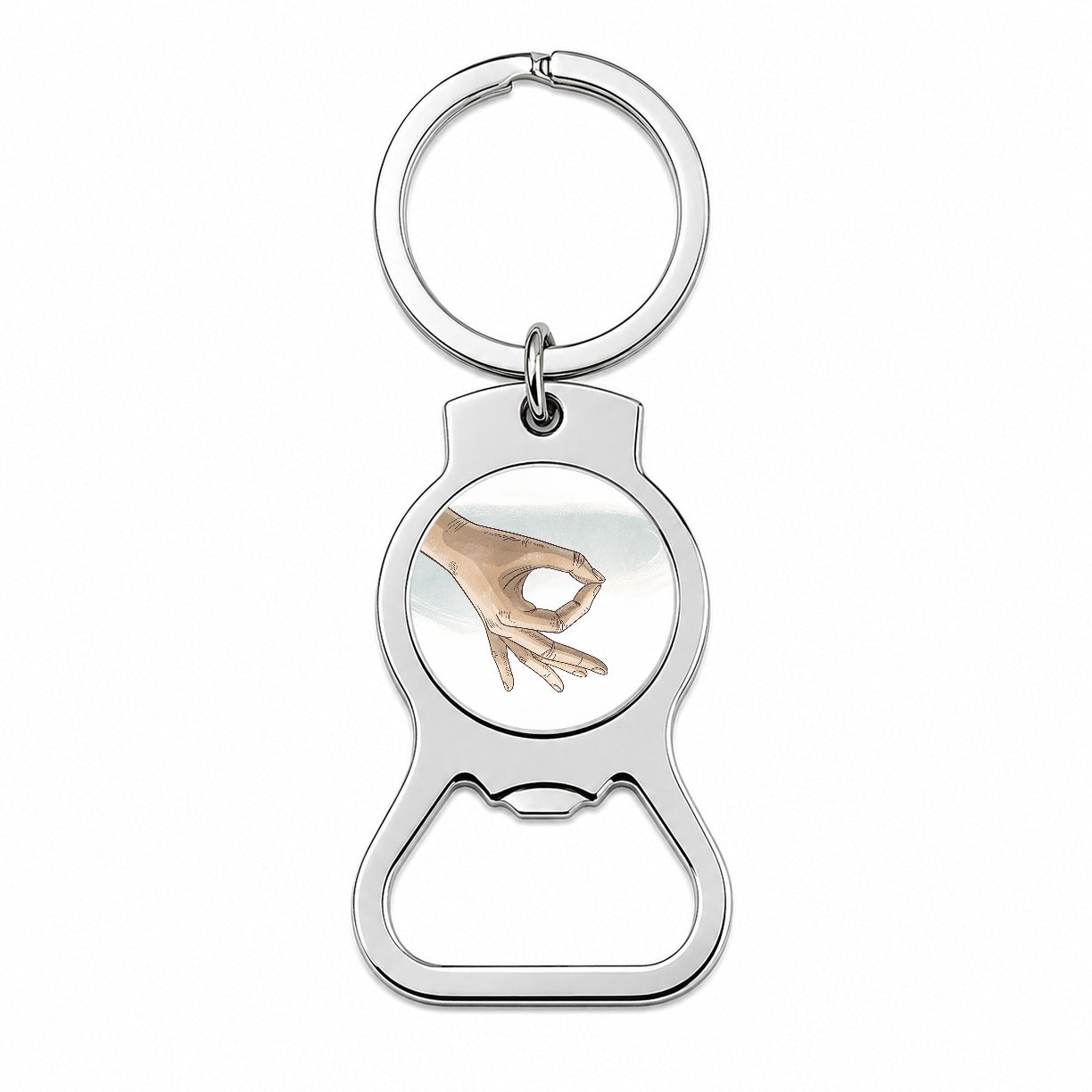 Hand Forming The Circle Game Bottle Opener Keychain