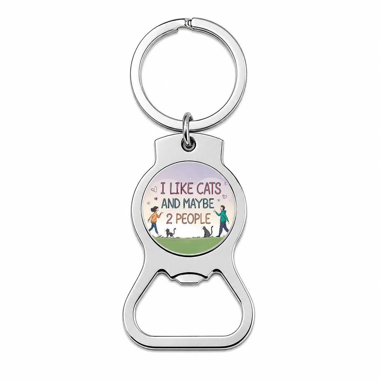 I Like Cats And Maybe 2 People Funny Bottle Opener Keychain