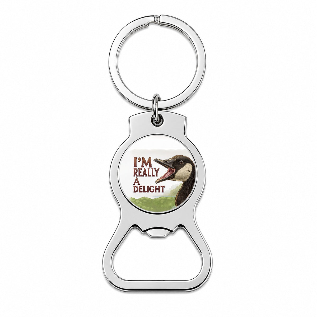 I'm Really a Delight Funny Angry Canadian Goose Bottle Opener Keychain