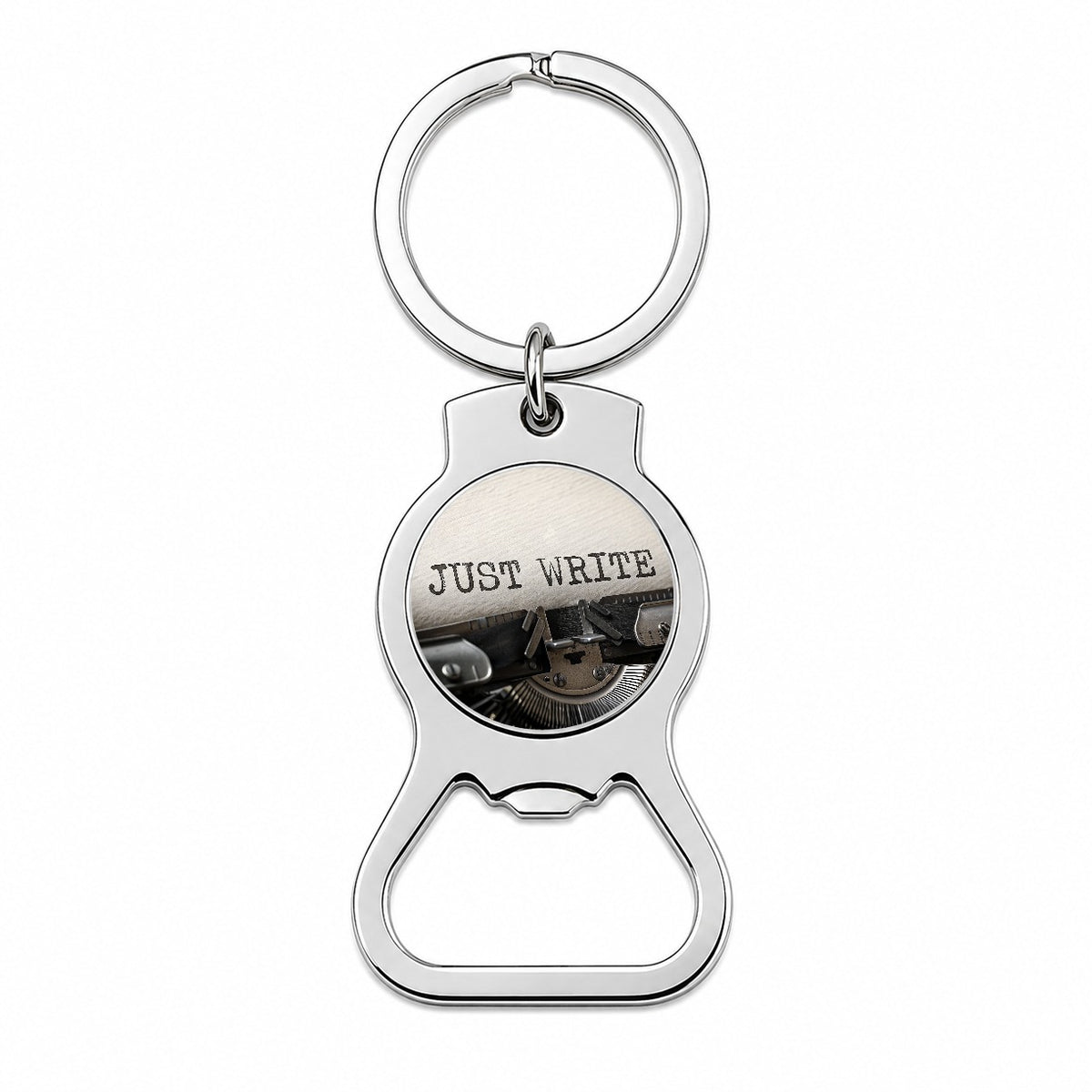 Just Write Retro Typewriter Inspirational Bottle Opener Keychain