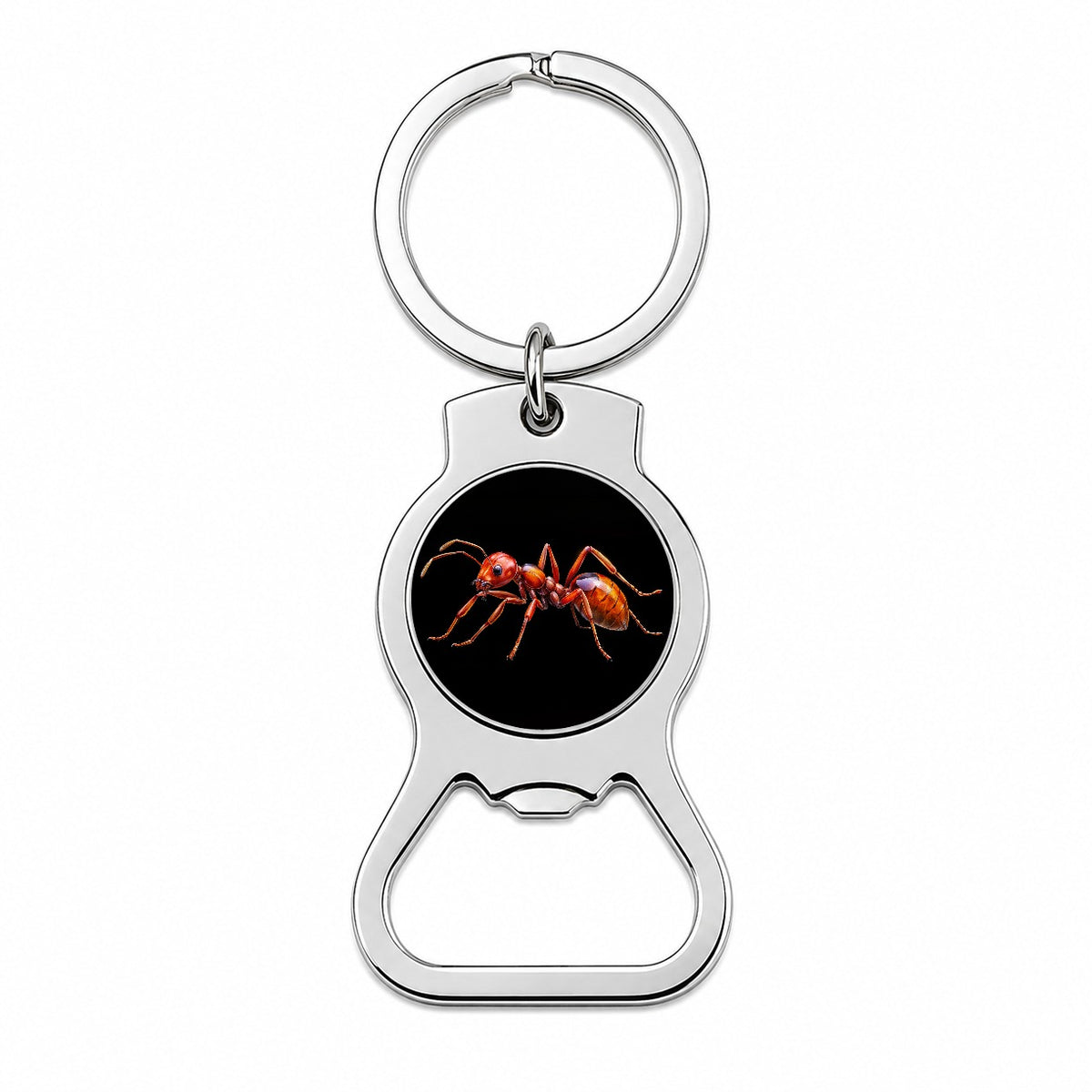 Red Fire Ant Watercolor Black Background Bottle Opener Keychain