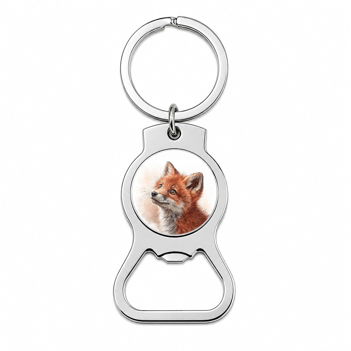 Red Fox Kit Illustration Bottle Opener Keychain
