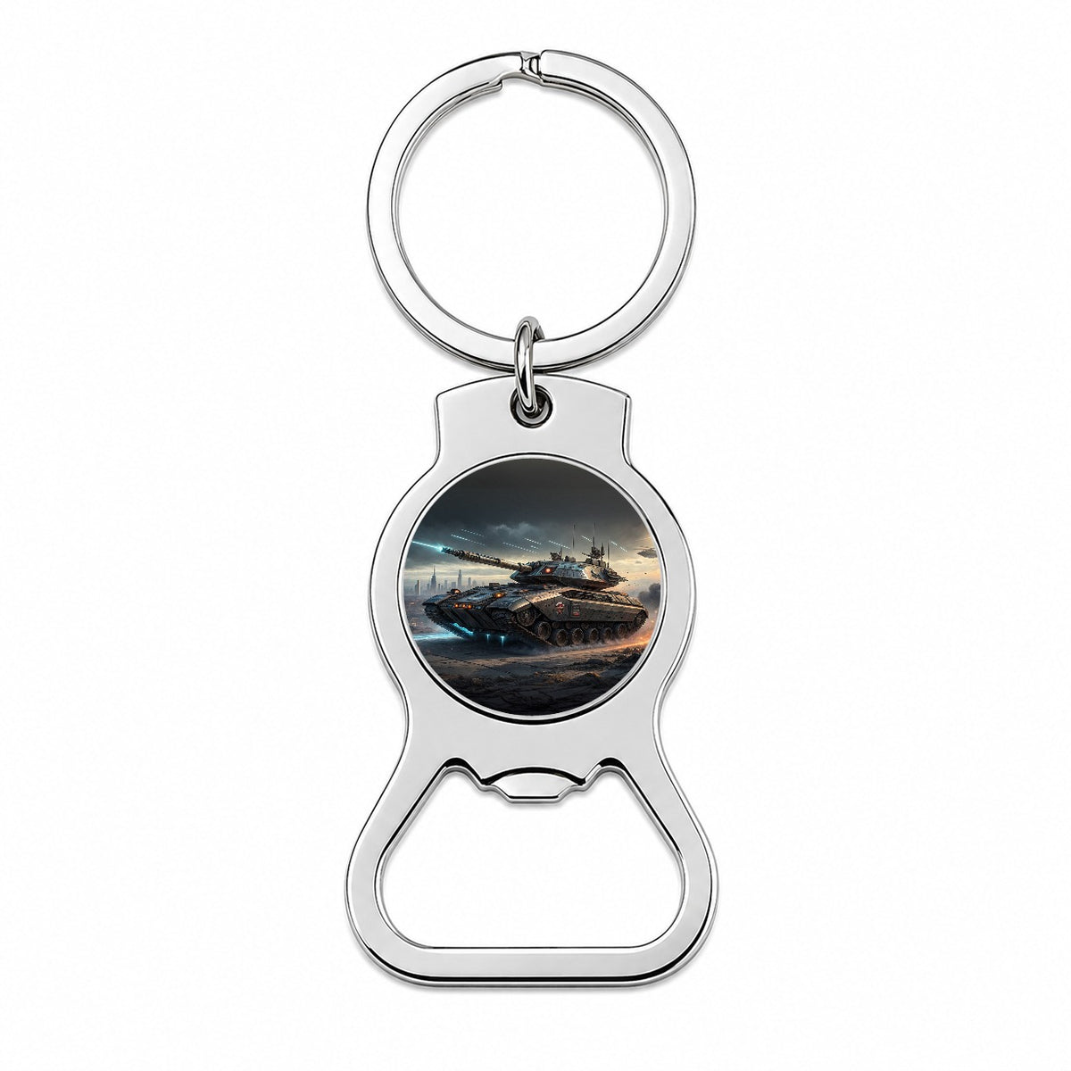 Sci-Fi Tank In Battle Bottle Opener Keychain