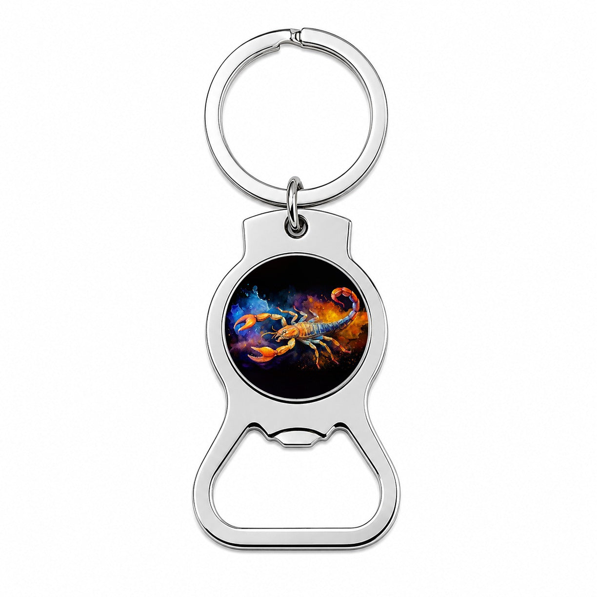 Scorpion Watercolor Black Background Bottle Opener Keychain