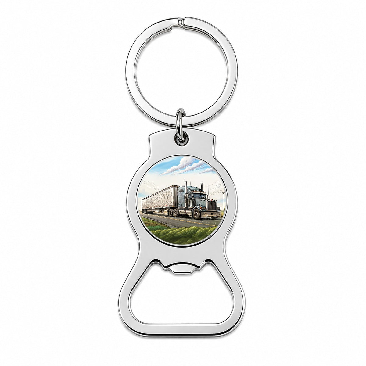 Tractor Trailer Semi Big Rig Truck Bottle Opener Keychain