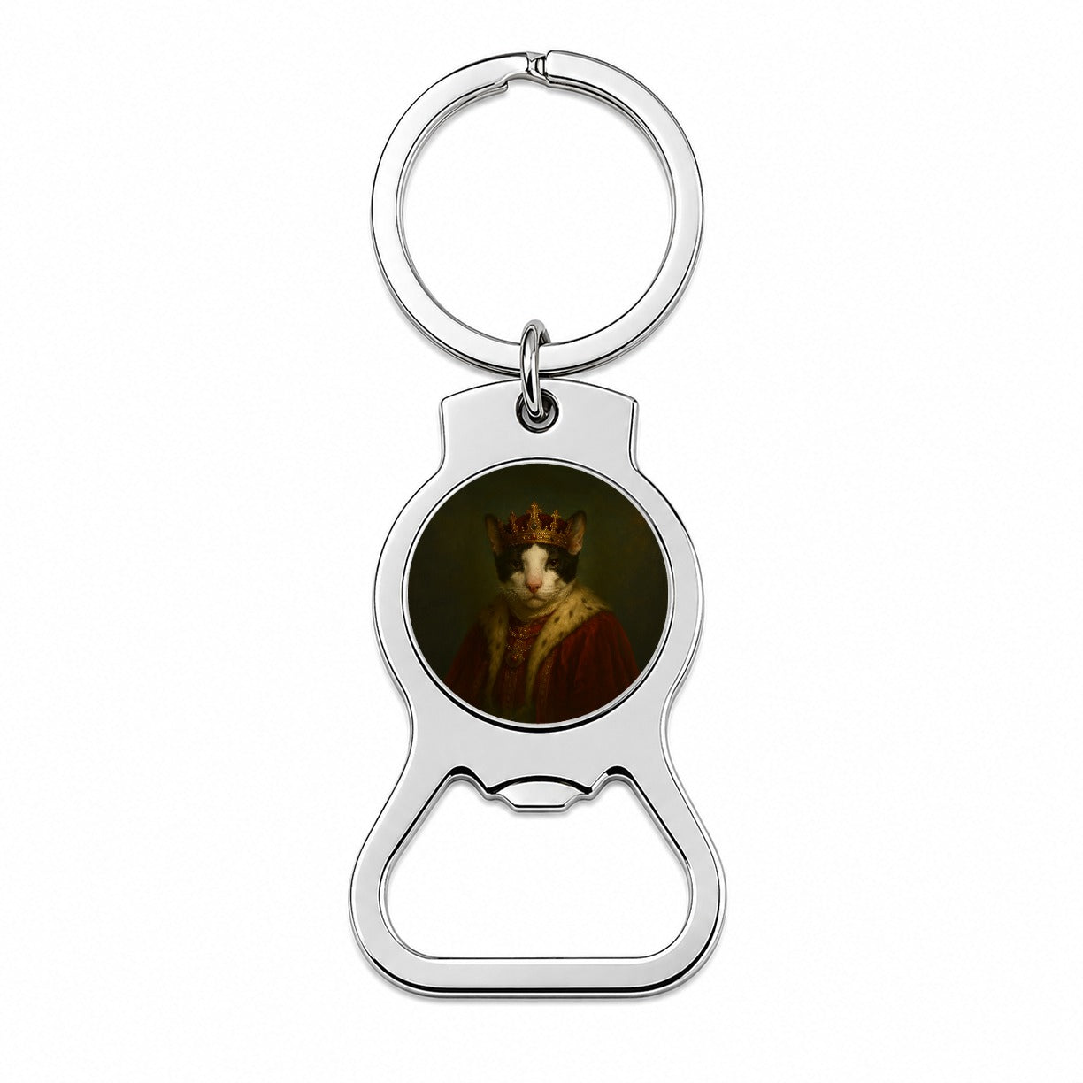 Vintage Cat King Fantasy Painting Bottle Opener Keychain