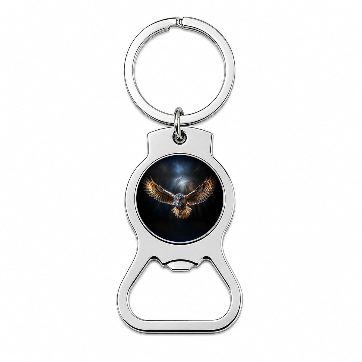 Barn Owl Flying At Night In The Dark Bottle Opener Keychain