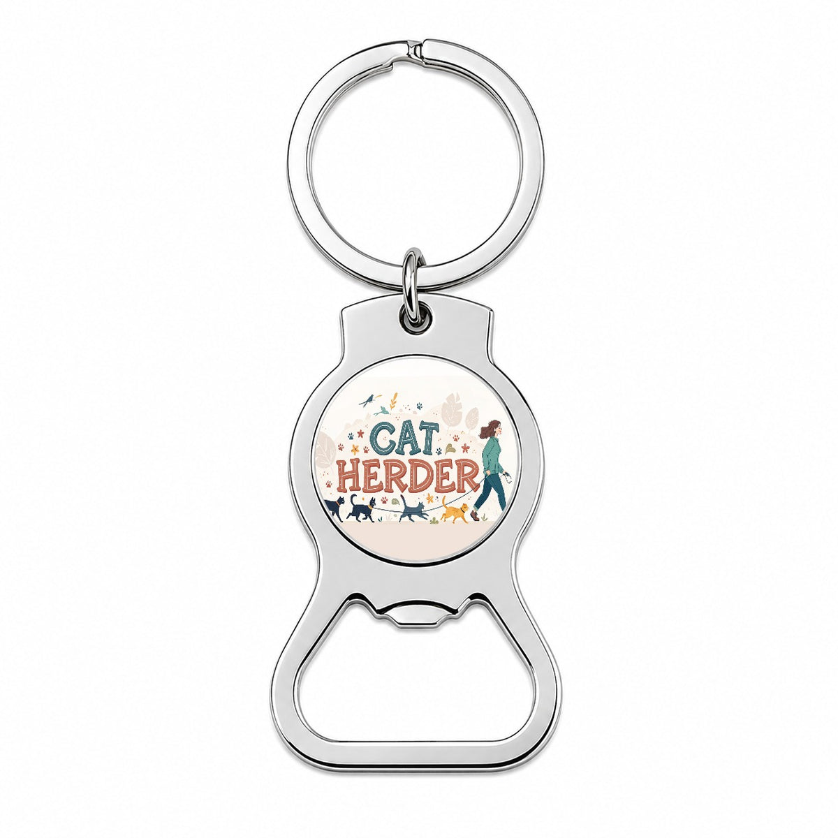 Cat Herder Herding Funny Bottle Opener Keychain