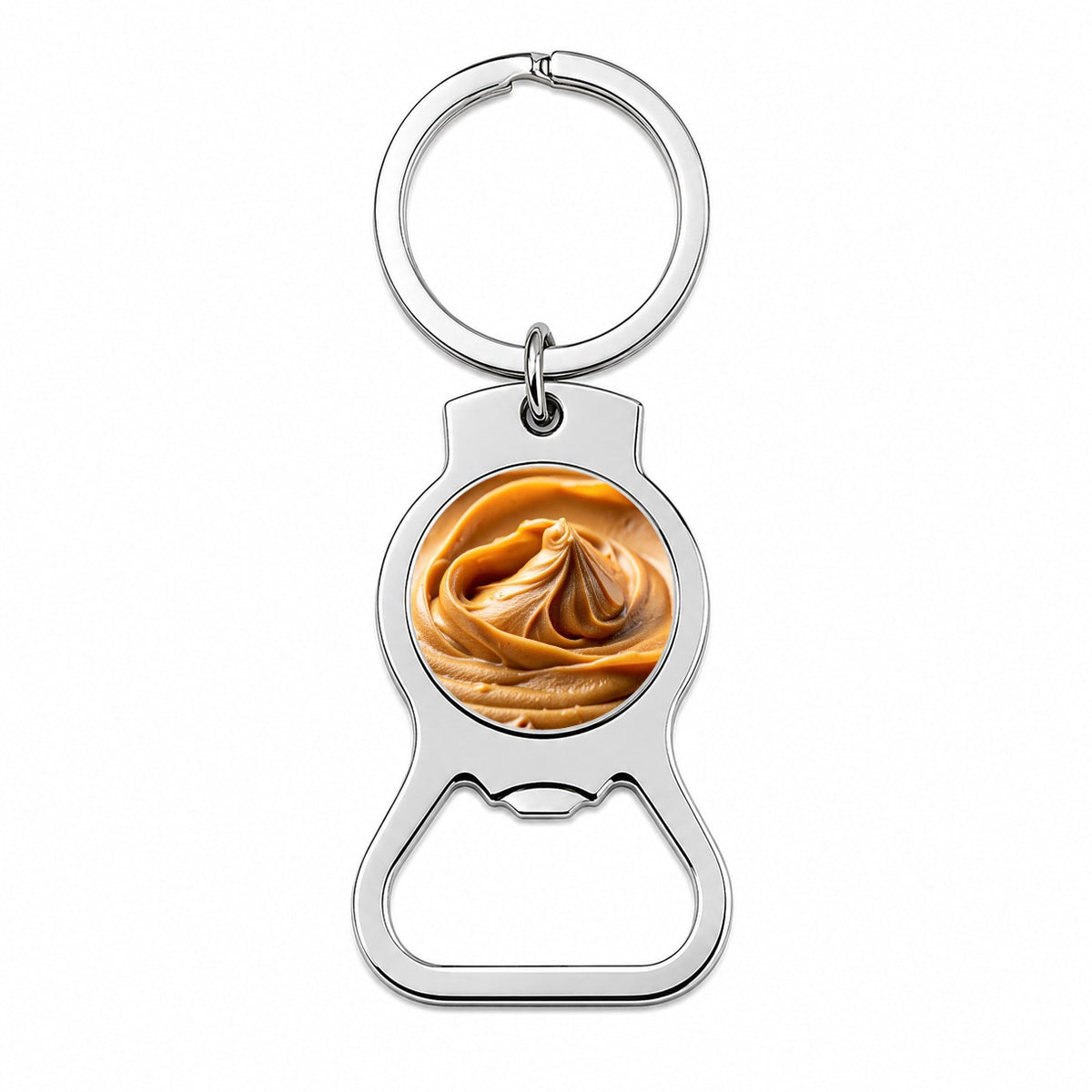 Close-up of Creamy Peanut Butter Bottle Opener Keychain