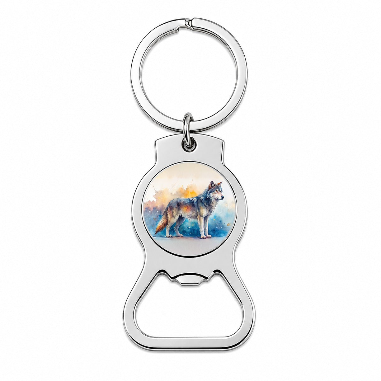 Dire Wolf Watercolor Bottle Opener Keychain