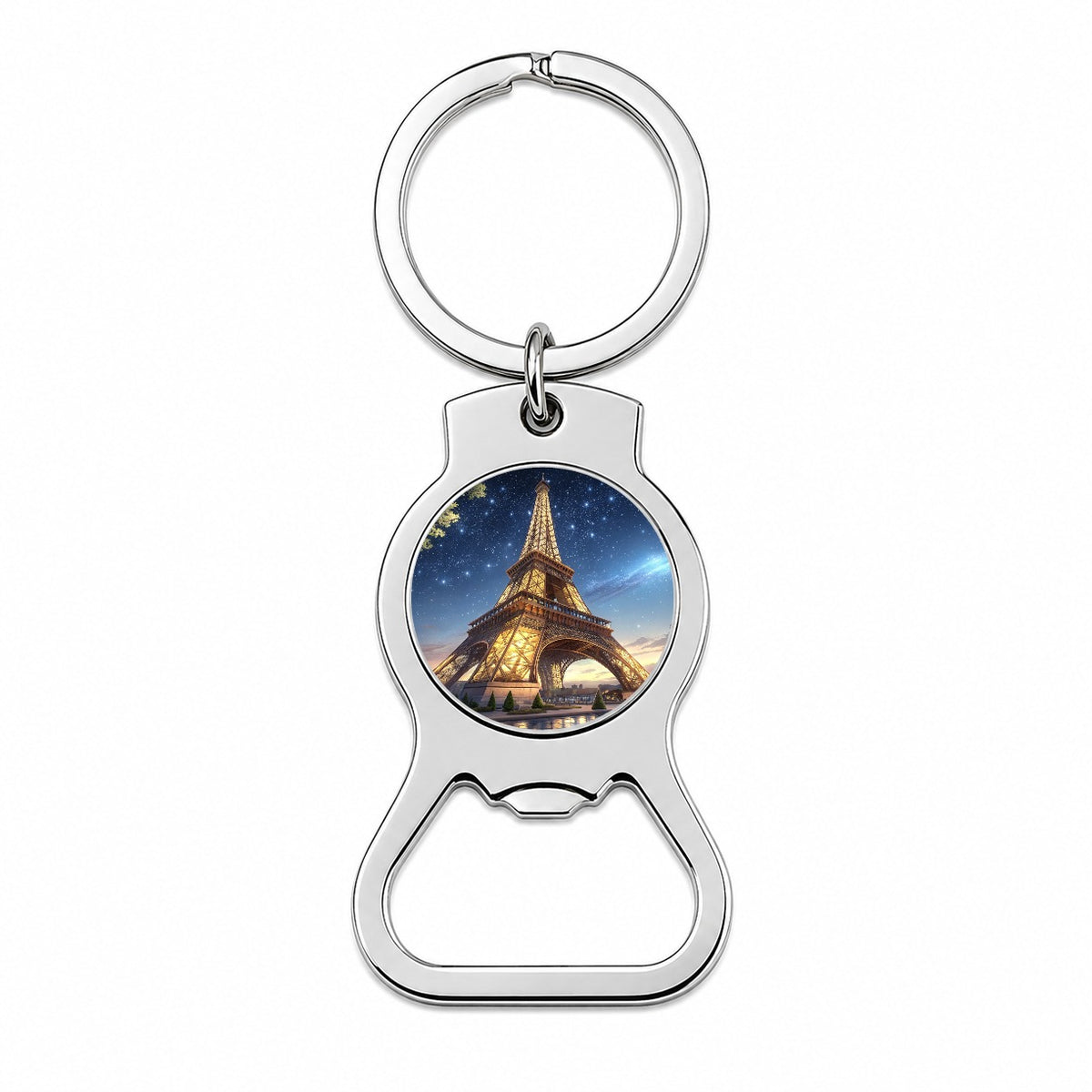 Eiffel Tower Paris At Night Illustration Bottle Opener Keychain