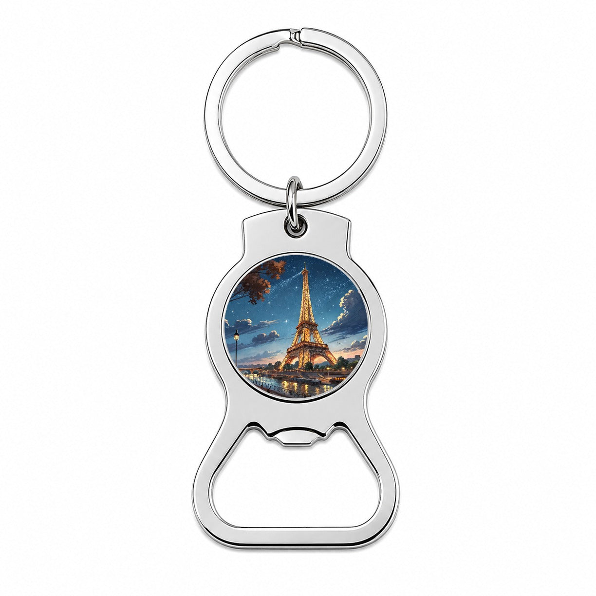 Eiffel Tower Paris France Illustration Bottle Opener Keychain