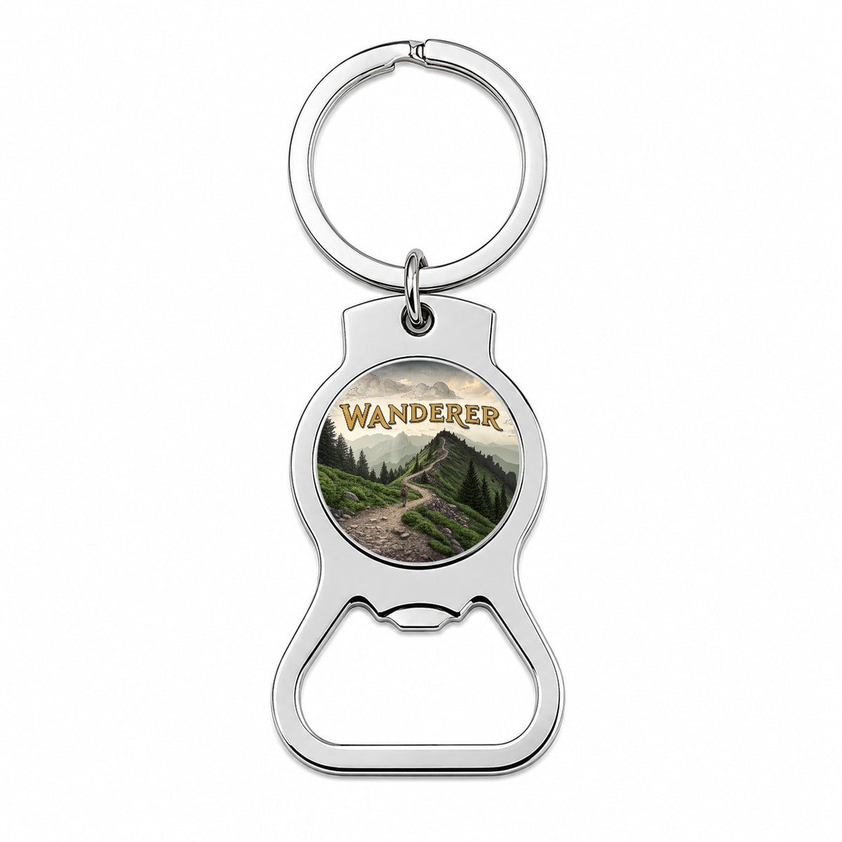Hiking Wanderer Funny Wilderness Mountains Forest Bottle Opener Keychain