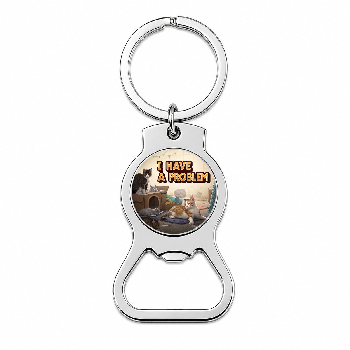 I Have A Problem Cat Hoarder Funny Bottle Opener Keychain