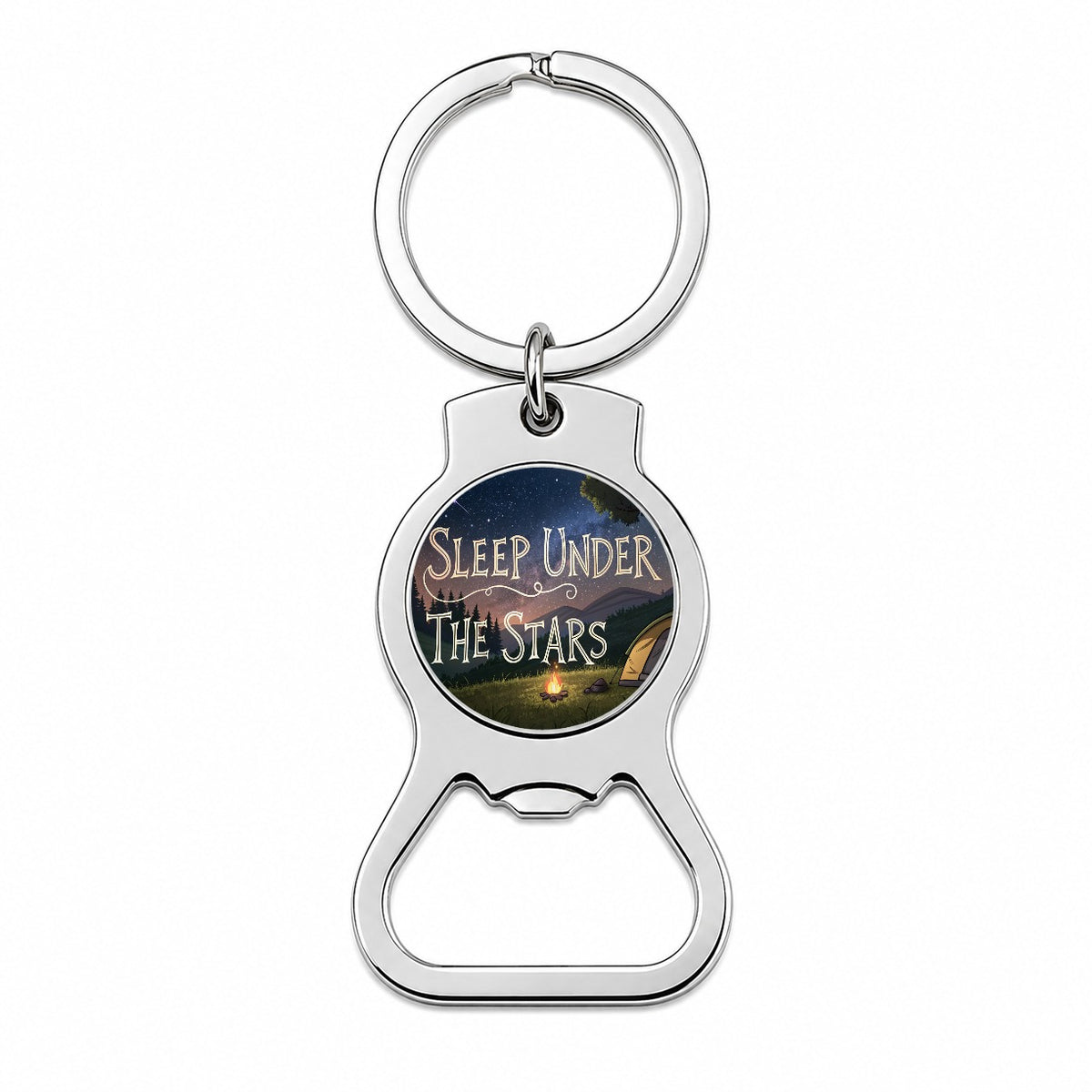 Sleep Under The Stars Camping Camper Bottle Opener Keychain
