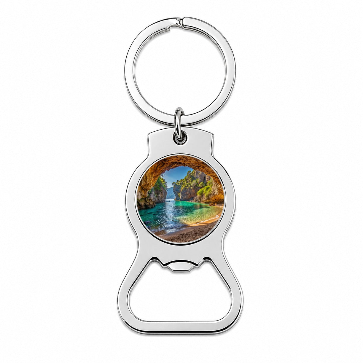 Tropical Beach In A Hidden Grotto Bottle Opener Keychain