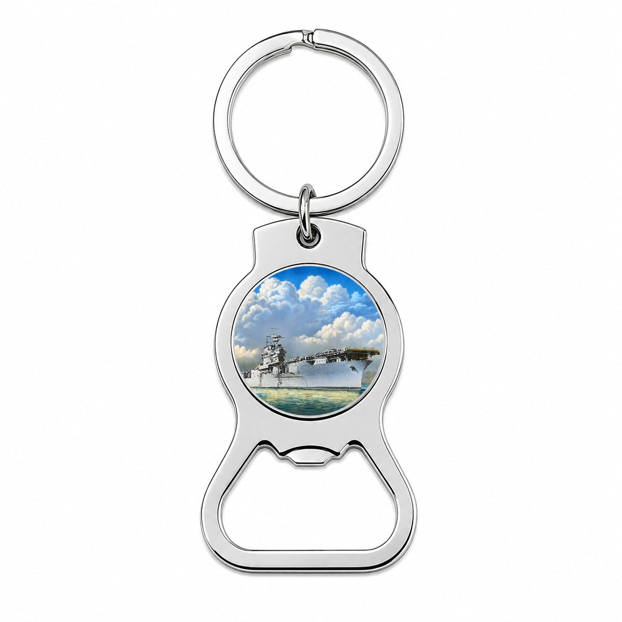 USS Yorktown Class Aircraft Carrier WWII US Navy Bottle Opener Keychain