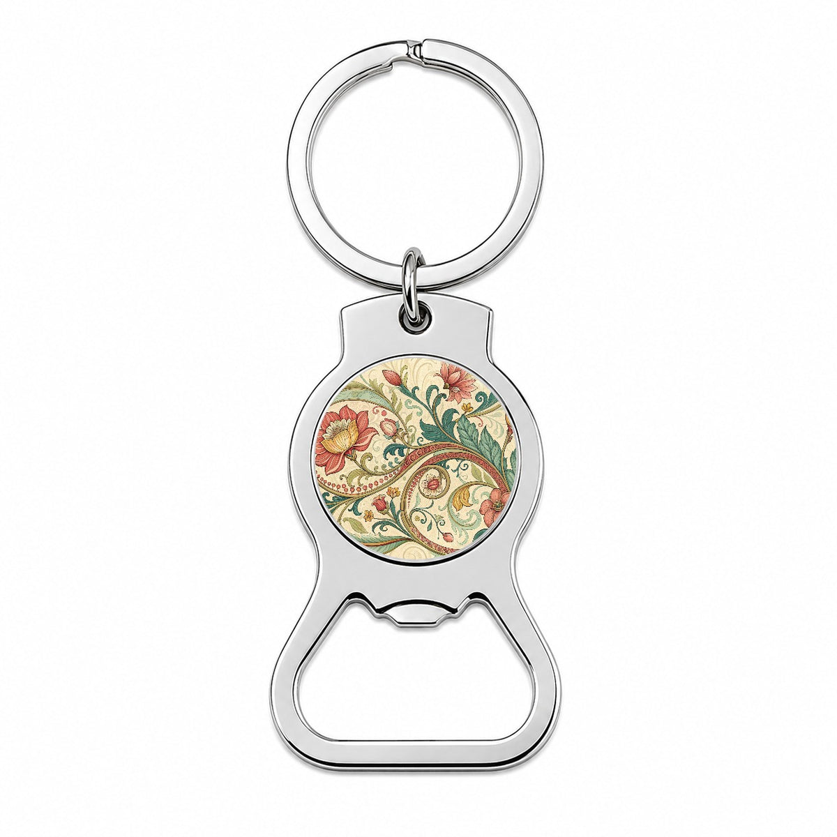 Art Nouveau Flower Leaf Pattern Bottle Opener Keychain