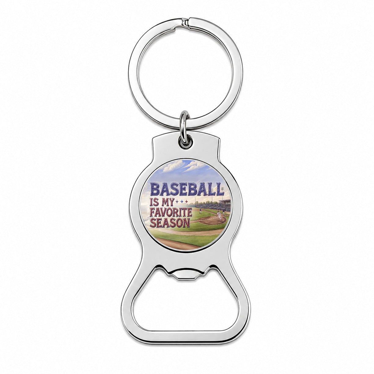 Baseball Is My Favorite Season Funny Illustration Bottle Opener Keychain