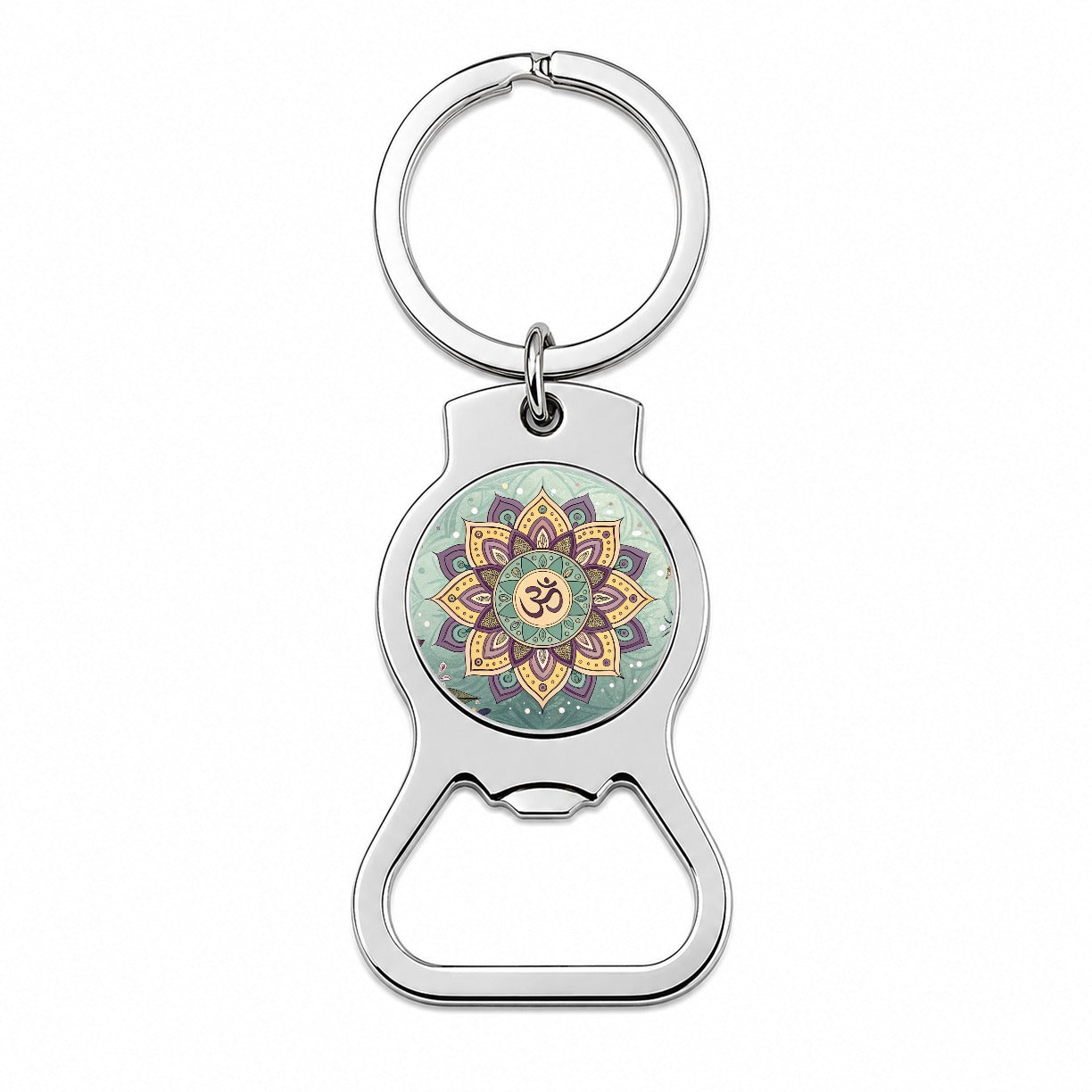 Bohemian Hippie Yoga Mandala Aum Om Bottle Opener Keychain