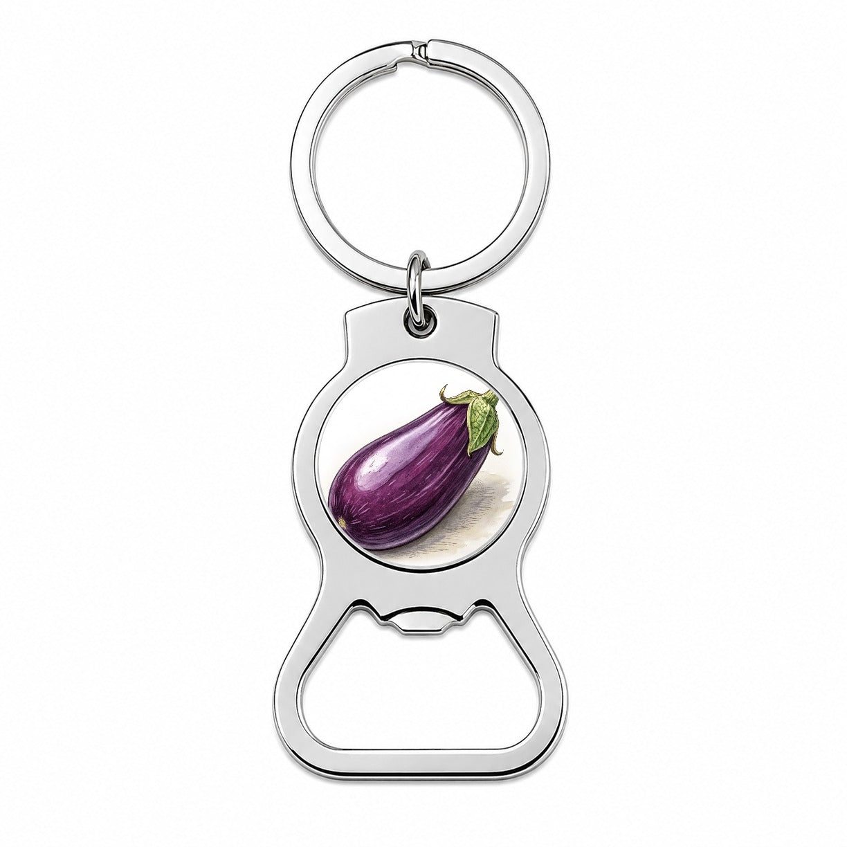 Eggplant Illustration Bottle Opener Keychain