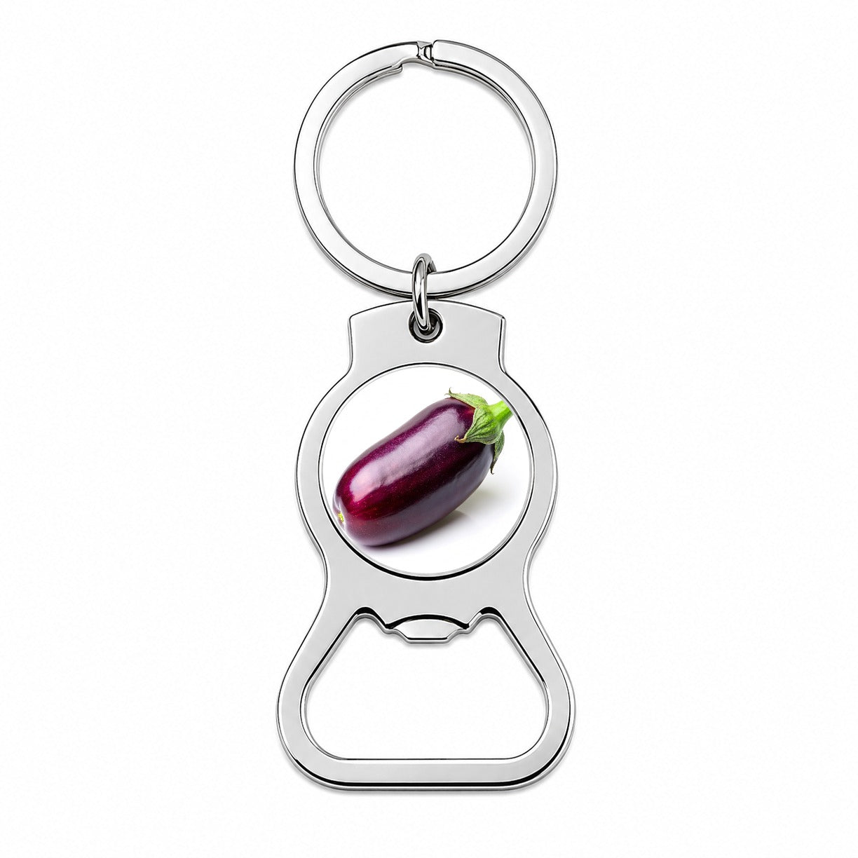 Eggplant Vegetable Photo Bottle Opener Keychain