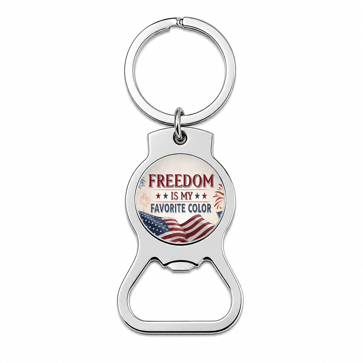Freedom Is My Favorite Color Patriotic Bottle Opener Keychain
